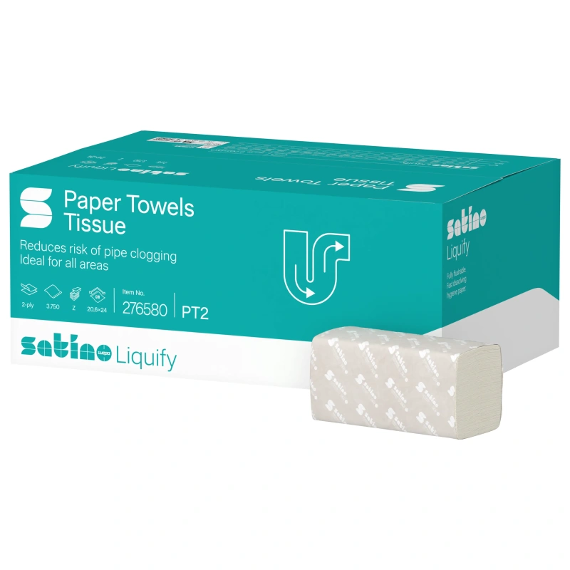 Satino by WEPA Liquify lehtkätepaber 2 kihiline tselluloos 20,6x24 Z-fold 150tk, kastis 25 pakki (276580)