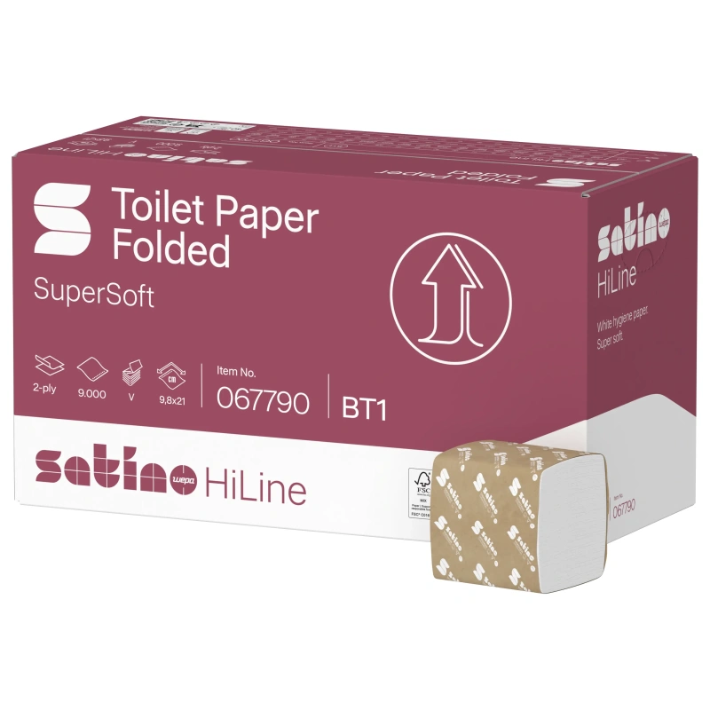Satino by WEPA tualettpaber leht 2 kihiline 9,8x21 V-fold 300tk, kastis 30 pakki (067790)