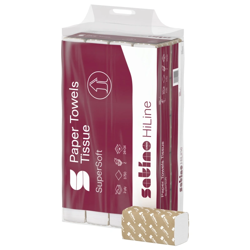 Satino by WEPA lehtkätepaber 2 kihiline tsellulloos 20,6x32 W-fold 120tk, kastis 25 pakki (276600)