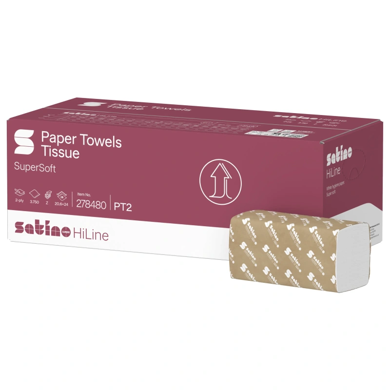 Satino by WEPA lehtkätepaber 2 kihiline tselluloos 20,6x24 Z-fold 150tk, kastis 25 pakki (278480)