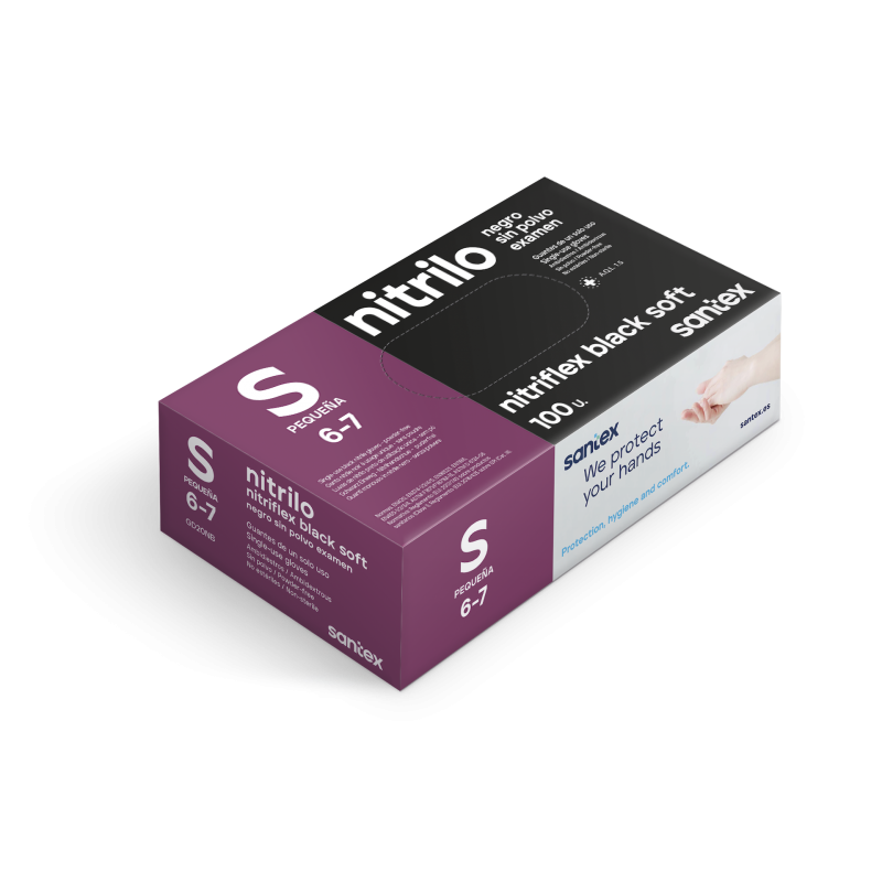 Nitriilkindad NITRIFLEX BLACK, puudrivabad,  S must 100tk