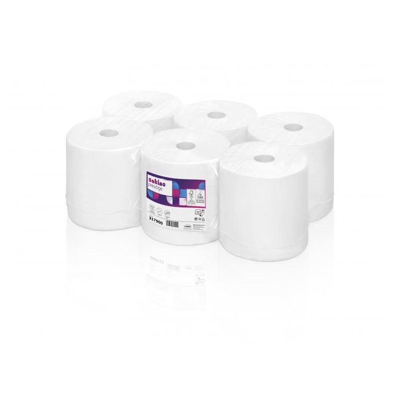 Satino by WEPA rullkätepaber 2 kihiline tselluloos valge 150m, 600 lehte, pakendis 6 rulli (317900)