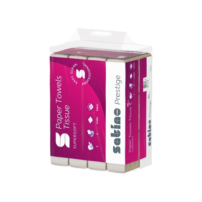 Satino by WEPA lehtkätepaber 2 kihiline tselluloos 24x21 V-fold 336 lehte, kastis 12 pakki (278060)